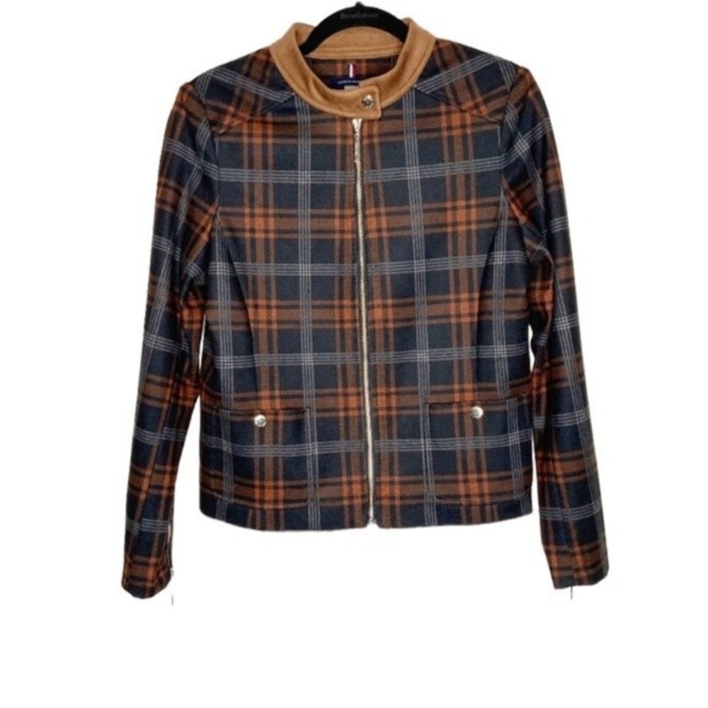Tommy Hilfiger Black and Orange Zip-up Jacket Size 4